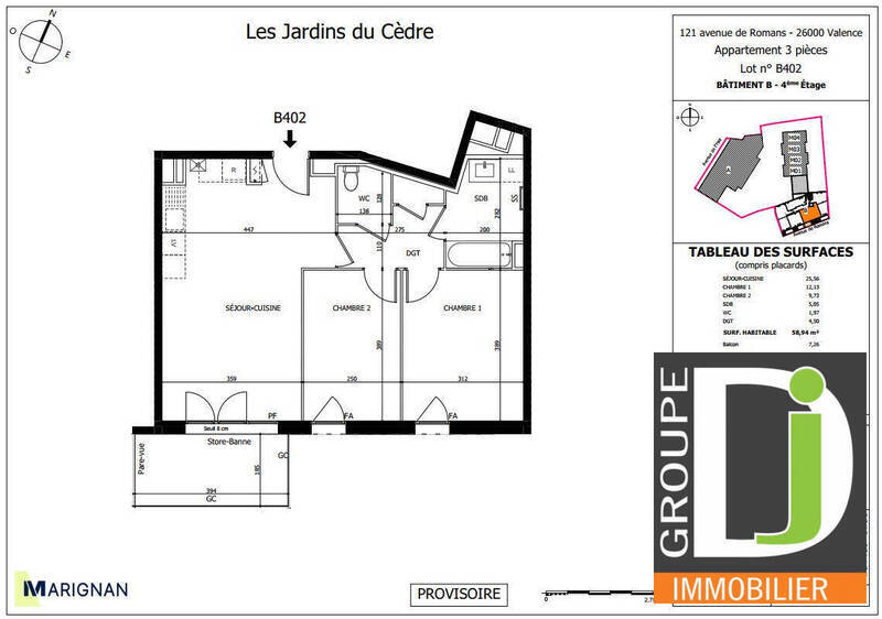 Vente appartement 3 pièces 59 m² à Valence 26000