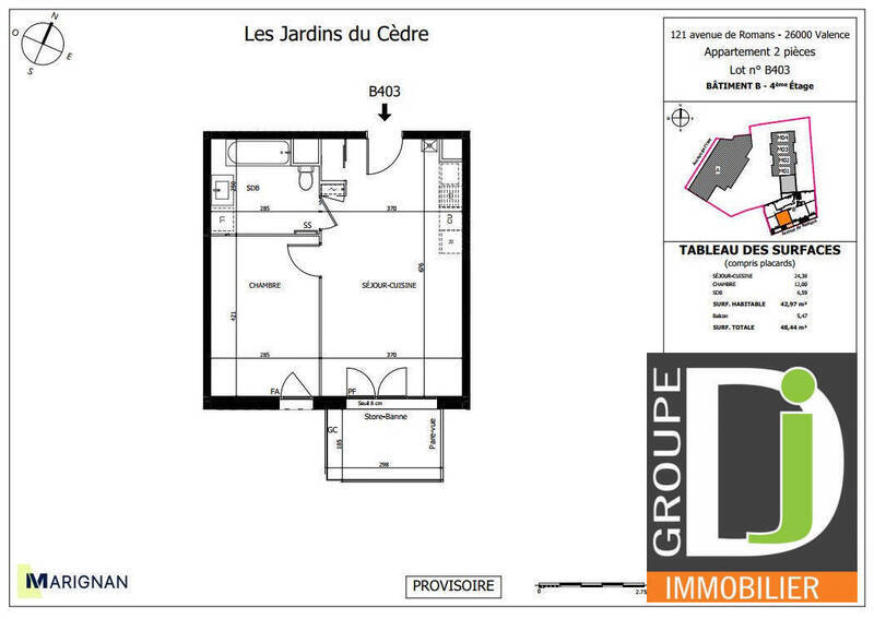 Vente appartement 2 pièces 43 m² à Valence 26000