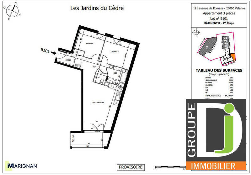 Vente appartement 3 pièces 65 m² à Valence 26000