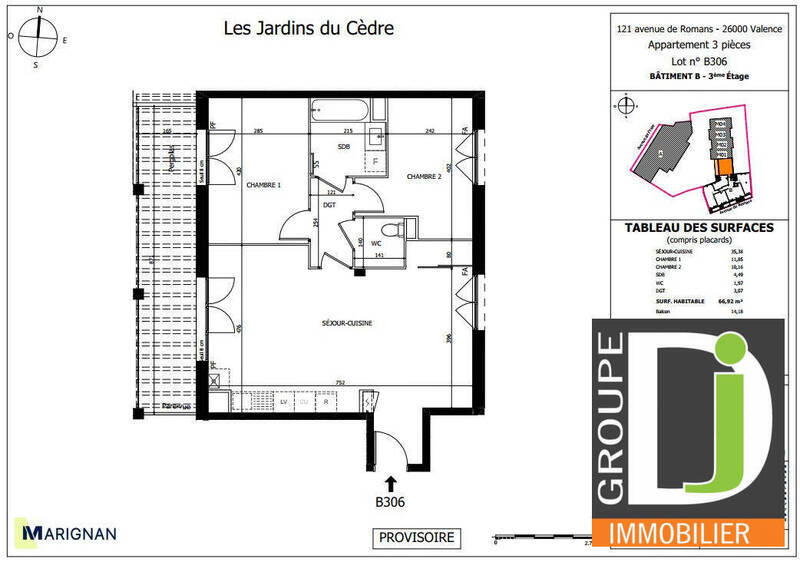 Vente appartement 3 pièces 67 m² à Valence 26000