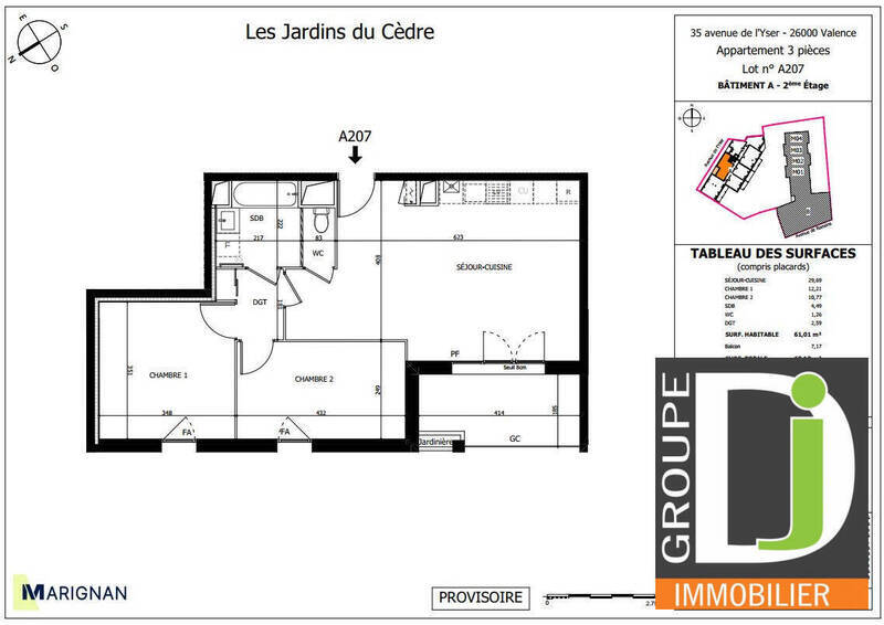 Vente appartement 3 pièces 61 m² à Valence 26000