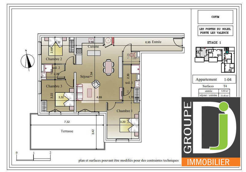 Vente appartement 4 pièces 84 m² à Portes-lès-Valence 26800