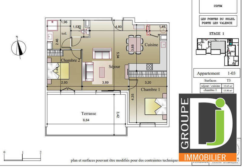 Vente appartement 3 pièces 65 m² à Portes-lès-Valence 26800