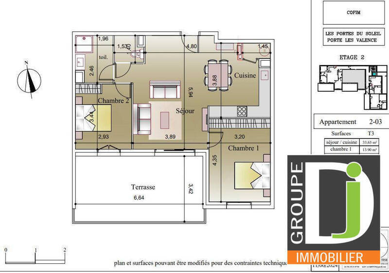 Vente appartement 3 pièces 65 m² à Portes-lès-Valence 26800