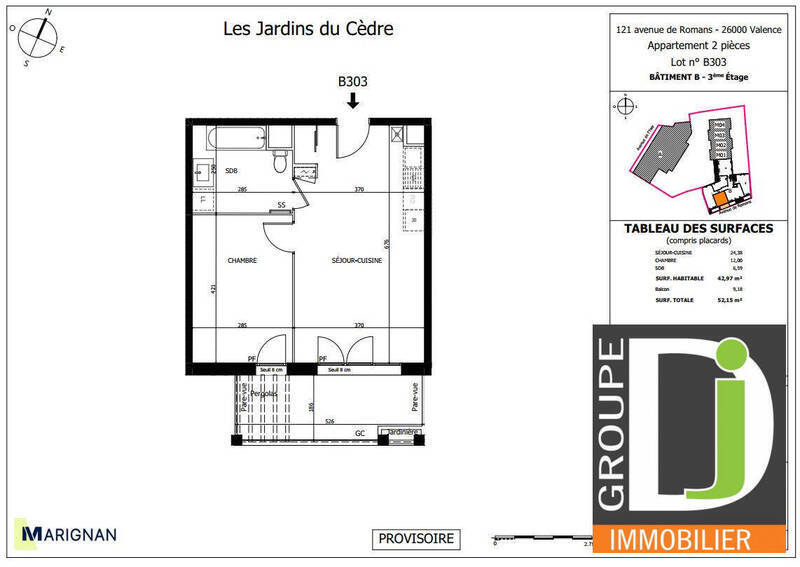 Vente appartement 2 pièces 43 m² à Valence 26000