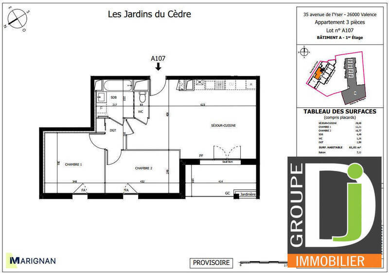 Vente appartement 3 pièces 61 m² à Valence 26000