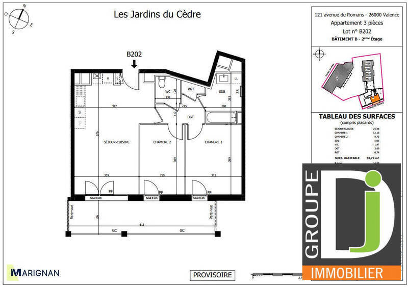 Vente appartement 3 pièces 59 m² à Valence 26000