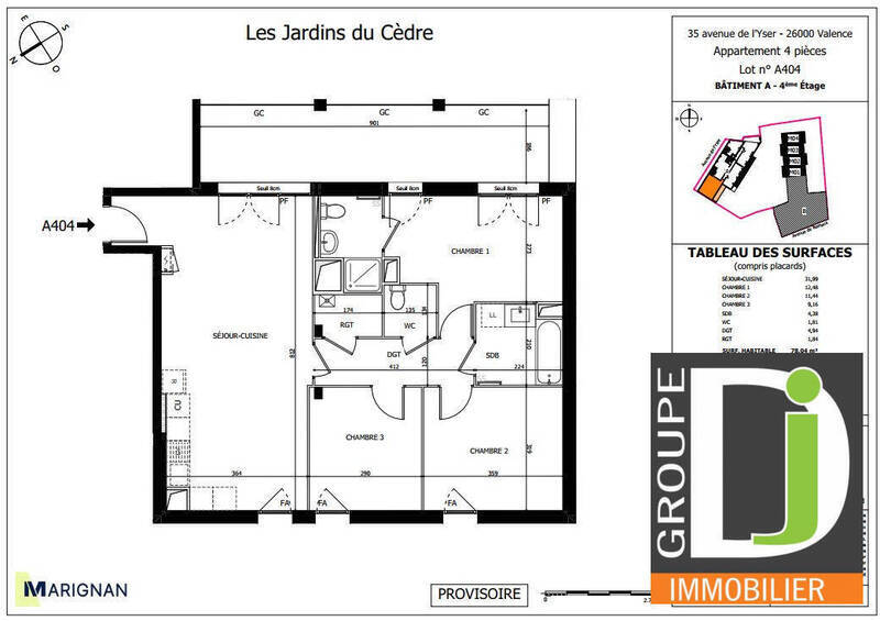 Vente appartement 4 pièces 78 m² à Valence 26000