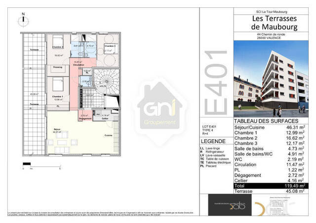 Vente Appartement 4 pièces 119 m² Valence 26000