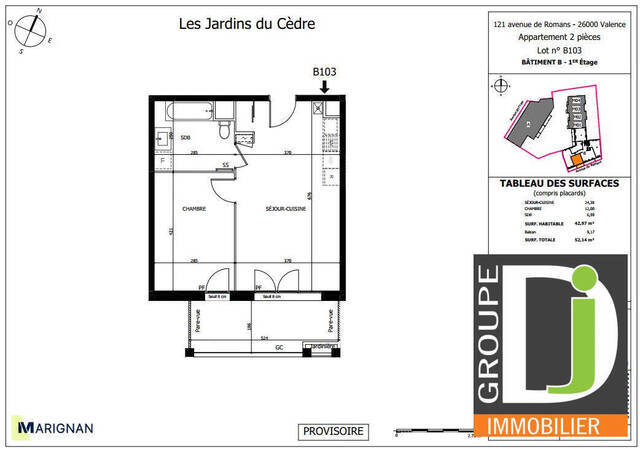 Vente Appartement 2 pièces 43 m² Valence 26000