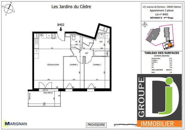 Vente Appartement 3 pièces 59 m² Valence 26000