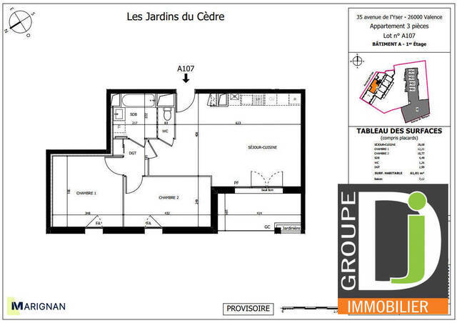 Vente Appartement 3 pièces 61 m² Valence 26000