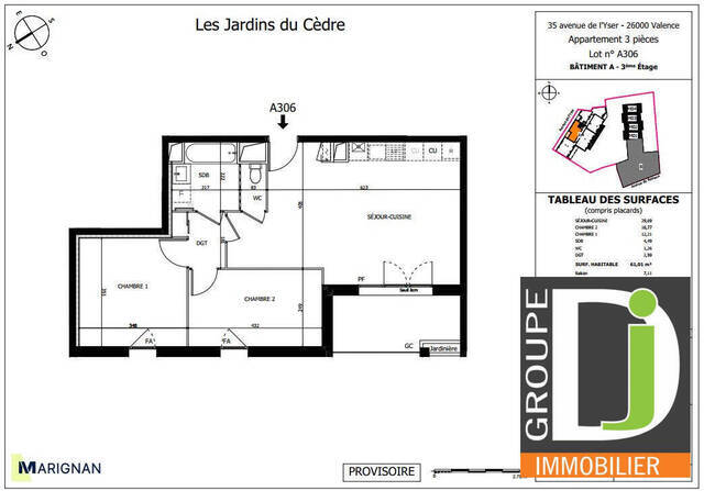 Vente Appartement 3 pièces 61 m² Valence 26000