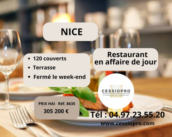 Vente Fonds de commerce restaurant - pizzeria 95 m² Nice (06200)