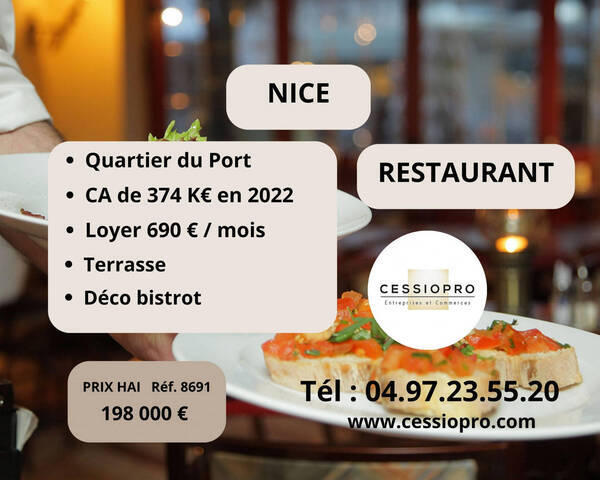 Vente Fonds de commerce restaurant 60 m² Nice (06300)