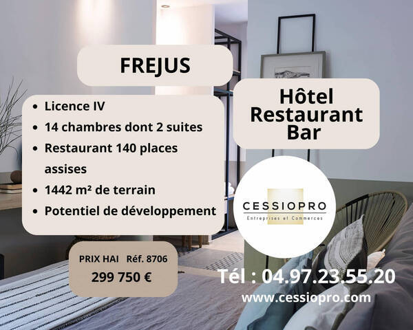 Vente Fonds de commerce restaurant - h&ocirc;tel 1442 m² Fréjus (83600)