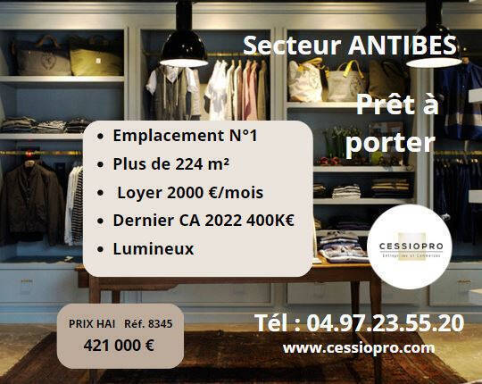 Sale Business pr&ecirc;t &agrave; porter 224 m² Antibes (06160)