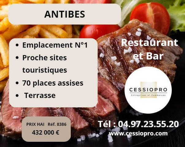 Vente Fonds de commerce restaurant - bar 75 m² Antibes (06160)
