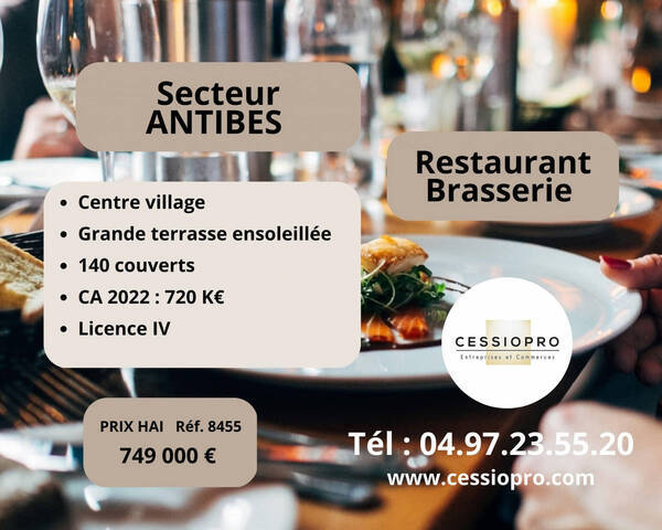 Vente Fonds de commerce restaurant - brasserie 250 m² Antibes (06160)