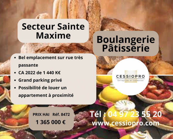 Vente Fonds de commerce boulangerie - p&acirc;tisserie 180 m² Sainte-Maxime (83120)