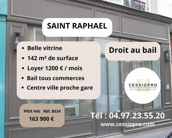 Vente Fonds de commerce cession de droit au bail 142 m² Saint-Raphaël (83700)