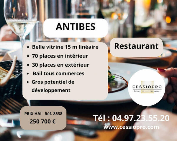 Vente Fonds de commerce restaurant 240 m² Antibes (06160)
