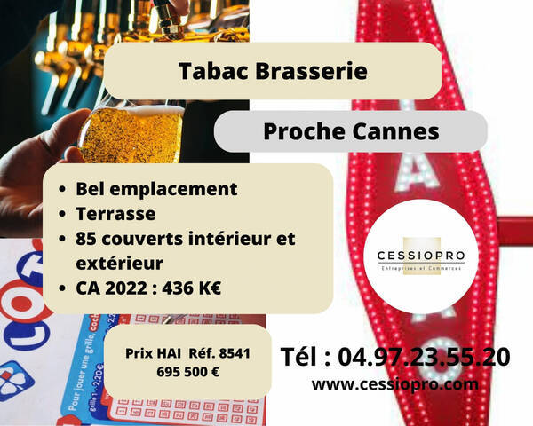 Vente Fonds de commerce brasserie - tabac 117 m² Cannes (06150)