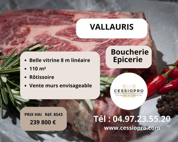 Vente Fonds de commerce boucherie - magasin d'alimentation 110 m² Vallauris (06220)