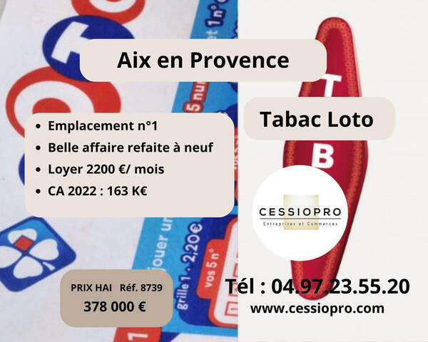 Vente Fonds de commerce tabac - loto 25 m² Aix-en-Provence (13090)