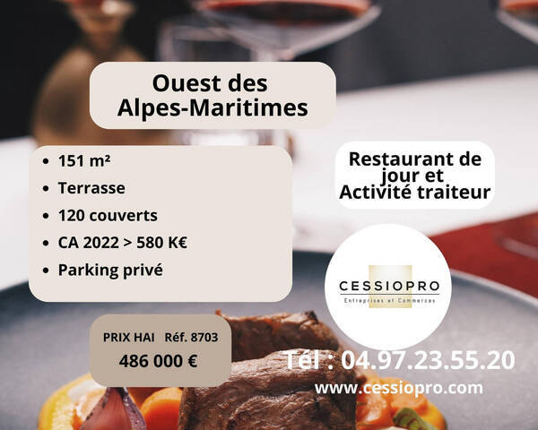 Vente Fonds de commerce traiteur - restaurant 151 m² Mougins (06250)