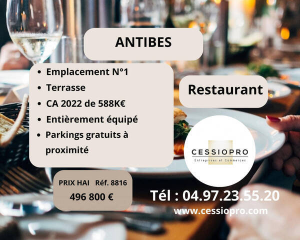 Vente Fonds de commerce restaurant 106 m² Antibes (06160)