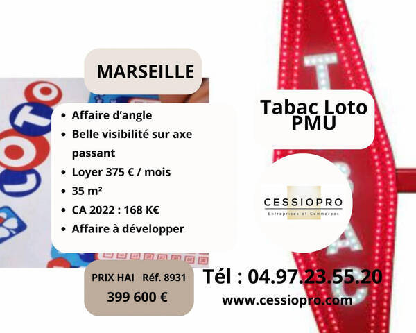 Vente Fonds de commerce tabac - loto - pmu 35 m² Marseille 13e Arrondissement (13013)