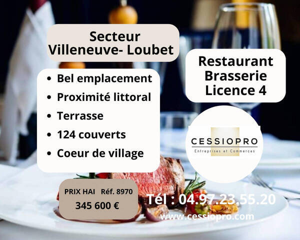 Vente Fonds de commerce restaurant - brasserie - licence iv 80 m² Villeneuve-Loubet (06270)
