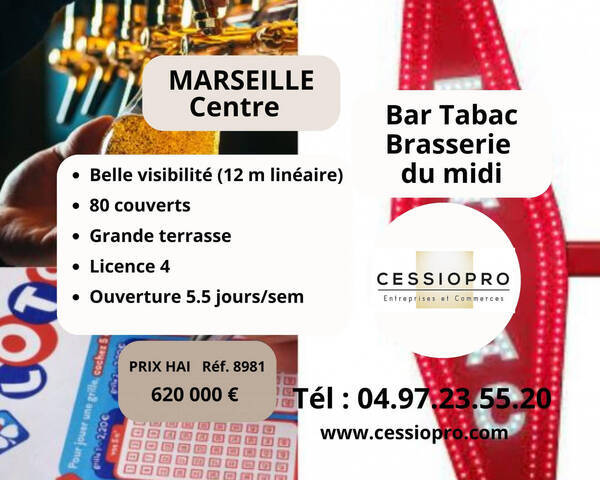 Sale Business bar - tabac - loto - brasserie 130 m² Marseille 2e Arrondissement (13002)