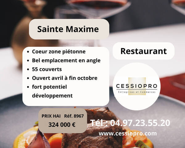 Vente Fonds de commerce restaurant 88 m² Sainte-Maxime (83120)