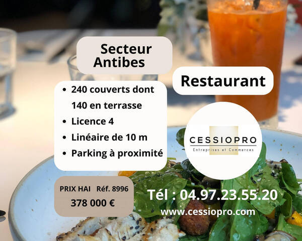 Vente Fonds de commerce restaurant 280 m² Antibes (06160)