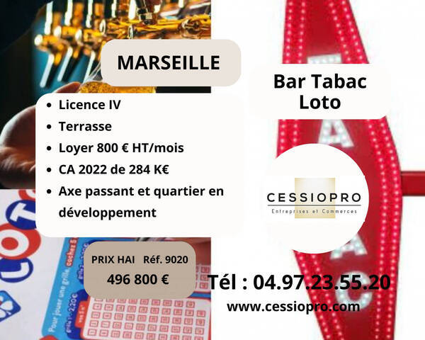 Vente Fonds de commerce bar - tabac - loto 55 m² Marseille 1er Arrondissement (13001)