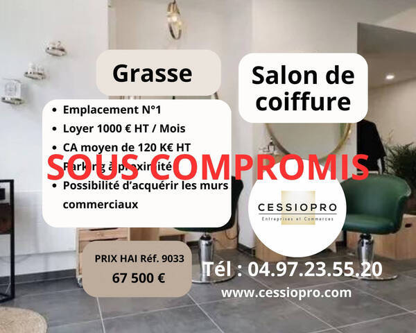 Vente Fonds de commerce salon de coiffure 60 m² Grasse (06130)
