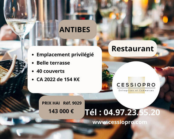 Vente Fonds de commerce restaurant 38 m² Antibes (06160)
