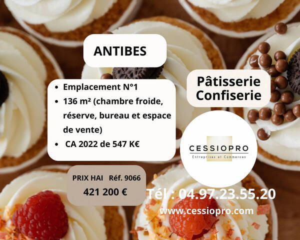 Vente Fonds de commerce p&acirc;tisserie - chocolatier 136 m² Antibes (06160)