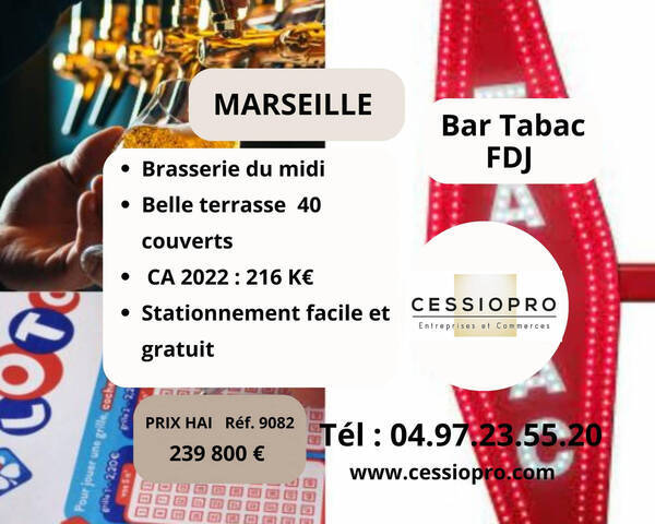Vente Fonds de commerce tabac - bar - brasserie - loto 90 m² Marseille 14e Arrondissement (13014)