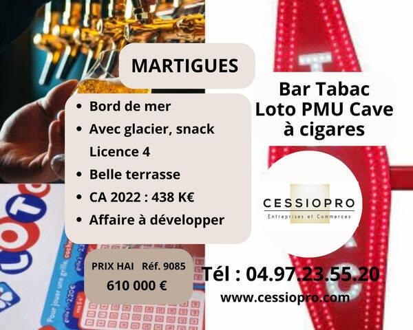 Vente Fonds de commerce bar - tabac - loto - pmu 100 m² Martigues (13500)