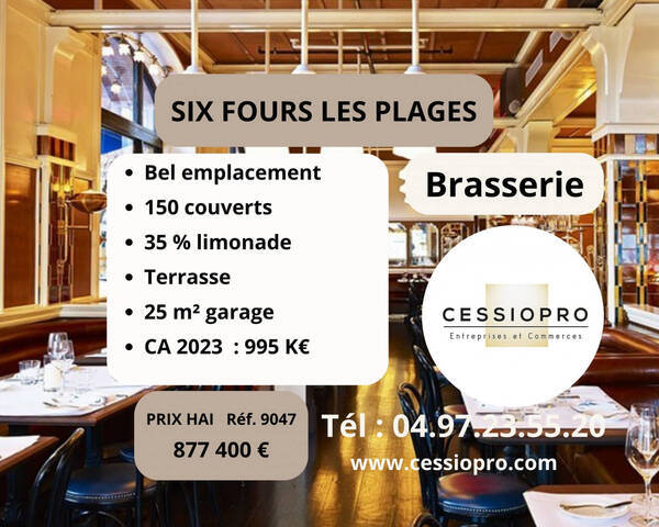 Vente Fonds de commerce brasserie 150 m² Six-Fours-les-Plages (83140)