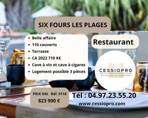 Vente Fonds de commerce restaurant 181 m² Six-Fours-les-Plages (83140)
