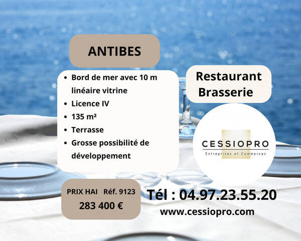 Vente Fonds de commerce brasserie - restaurant 135 m² Antibes (06160)