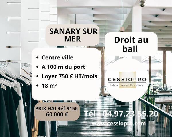 Vente Fonds de commerce cession de droit au bail 18 m² Sanary-sur-Mer (83110)