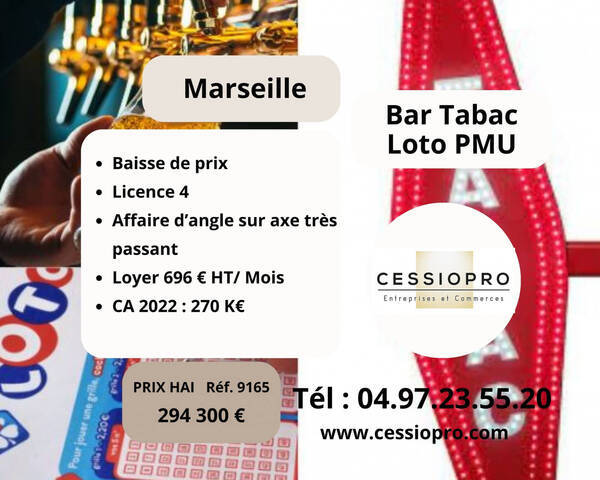 Vente Fonds de commerce bar - tabac - loto - pmu 45 m² Marseille 5e Arrondissement (13005)