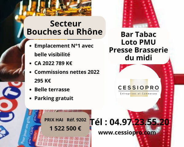 Vente Fonds de commerce bar - tabac - loto - presse - brasserie 120 m² La Ciotat (13600)