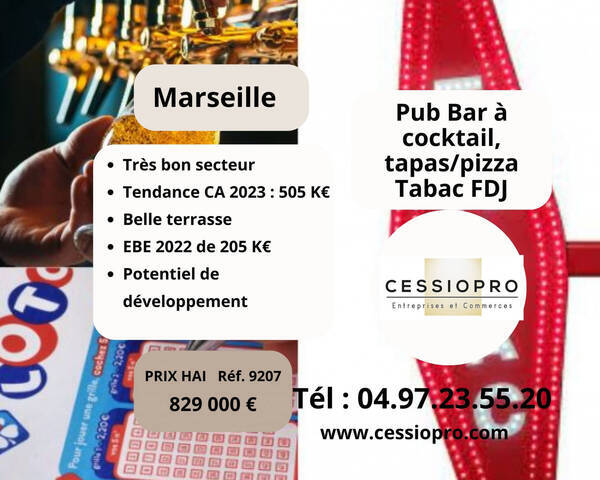 Vente Fonds de commerce bar - tabac - loto 65 m² Marseille 12e Arrondissement (13012)