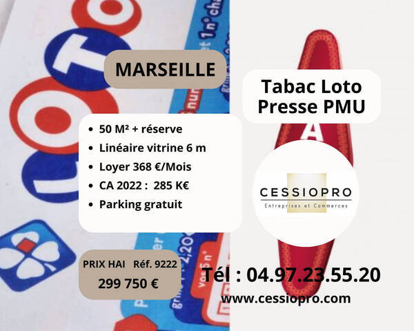 Sale Business tabac - loto - presse - pmu 50 m² Marseille 15e Arrondissement (13015)